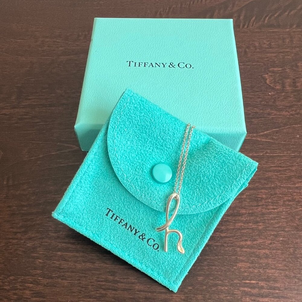 Authentic Tiffany & CO. Alphabet Letter H Pendant in Silver.
